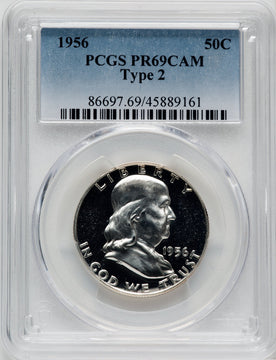 1956 50C Type 2 CA Proof Franklin Half Dollar PCGS PR69