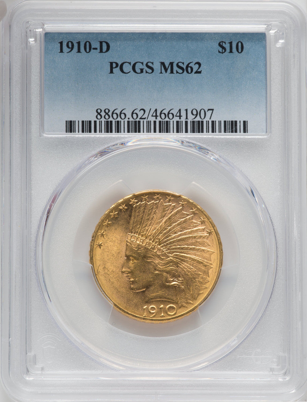 1910-D $10 Indian Eagle PCGS MS62