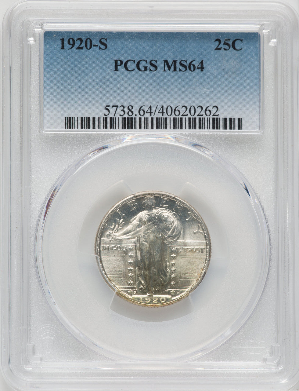 1920-S 25C Standing Liberty Quarter PCGS MS64
