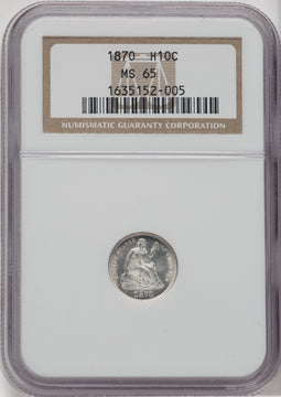 1870 H10C Seated Half Dime NGC MS65