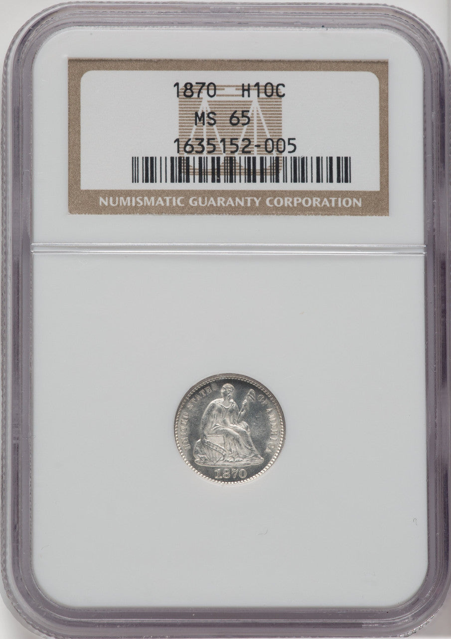 1870 H10C Seated Half Dime NGC MS65