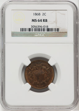 1868 2C RB Two Cent Pieces NGC MS64