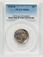 1935-D 5C Buffalo Nickel PCGS MS66