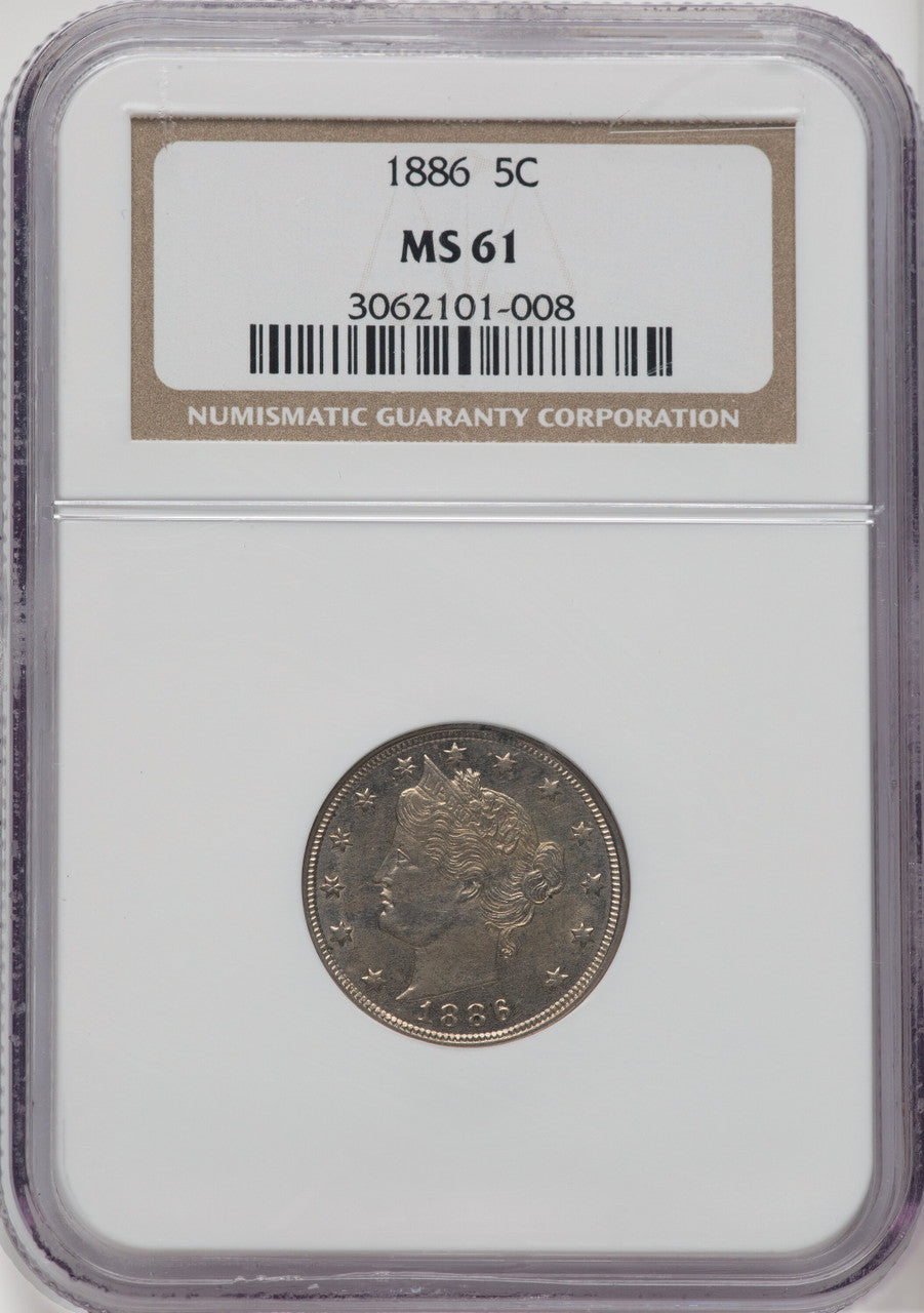 1886 5C Liberty Nickel NGC MS61