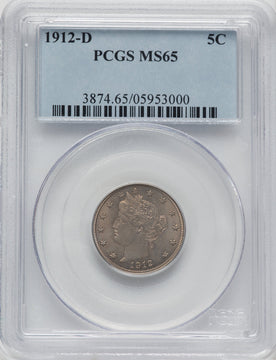 1912-D 5C Liberty Nickel PCGS MS65