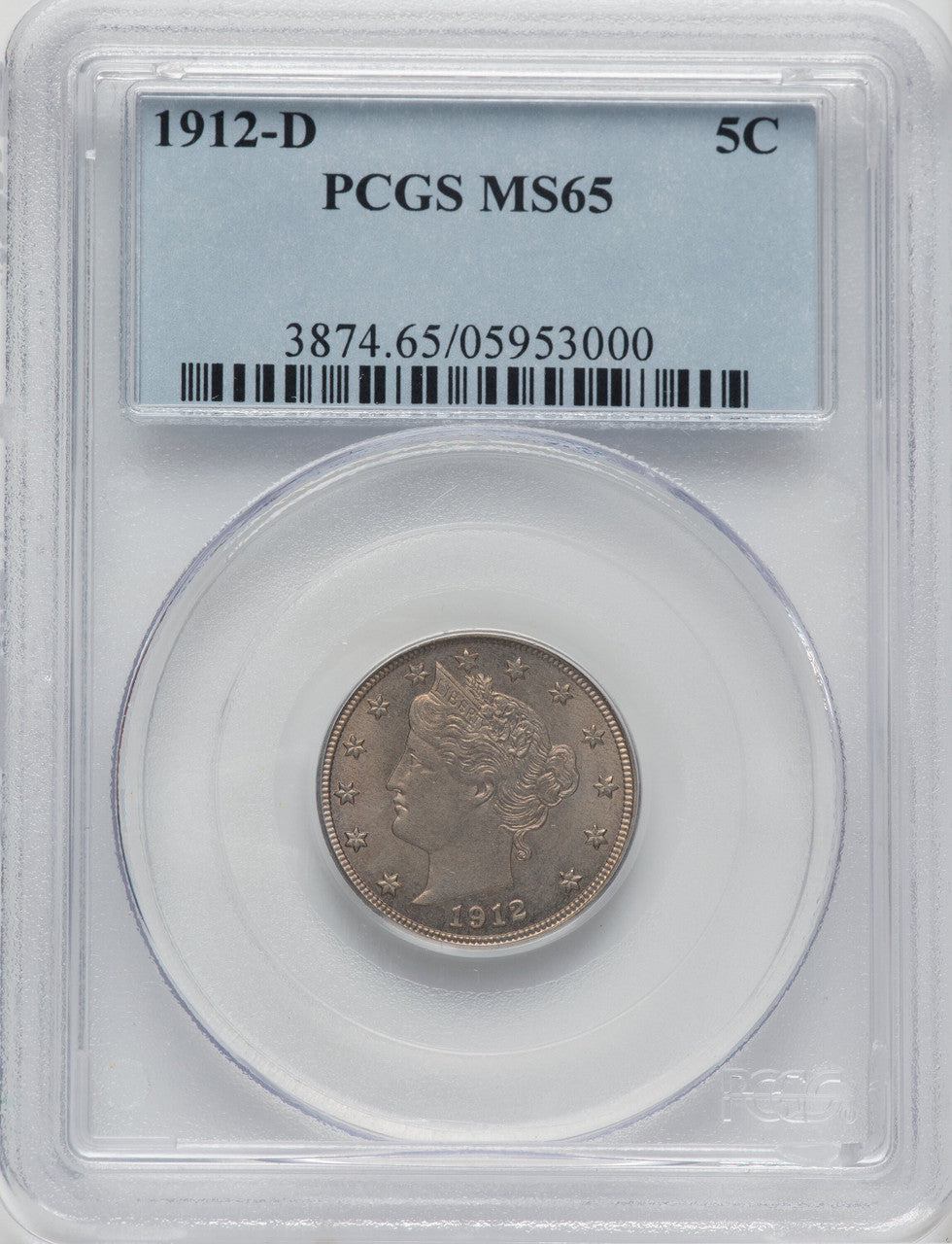1912-D 5C Liberty Nickel PCGS MS65