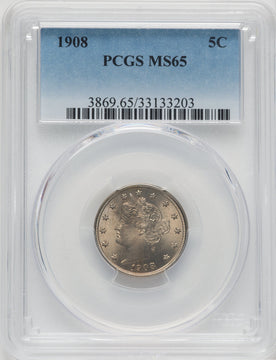 1908 5C Liberty Nickel PCGS MS65