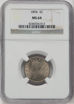 1894 5C Liberty Nickel NGC MS64