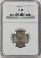 1894 5C Liberty Nickel NGC MS64