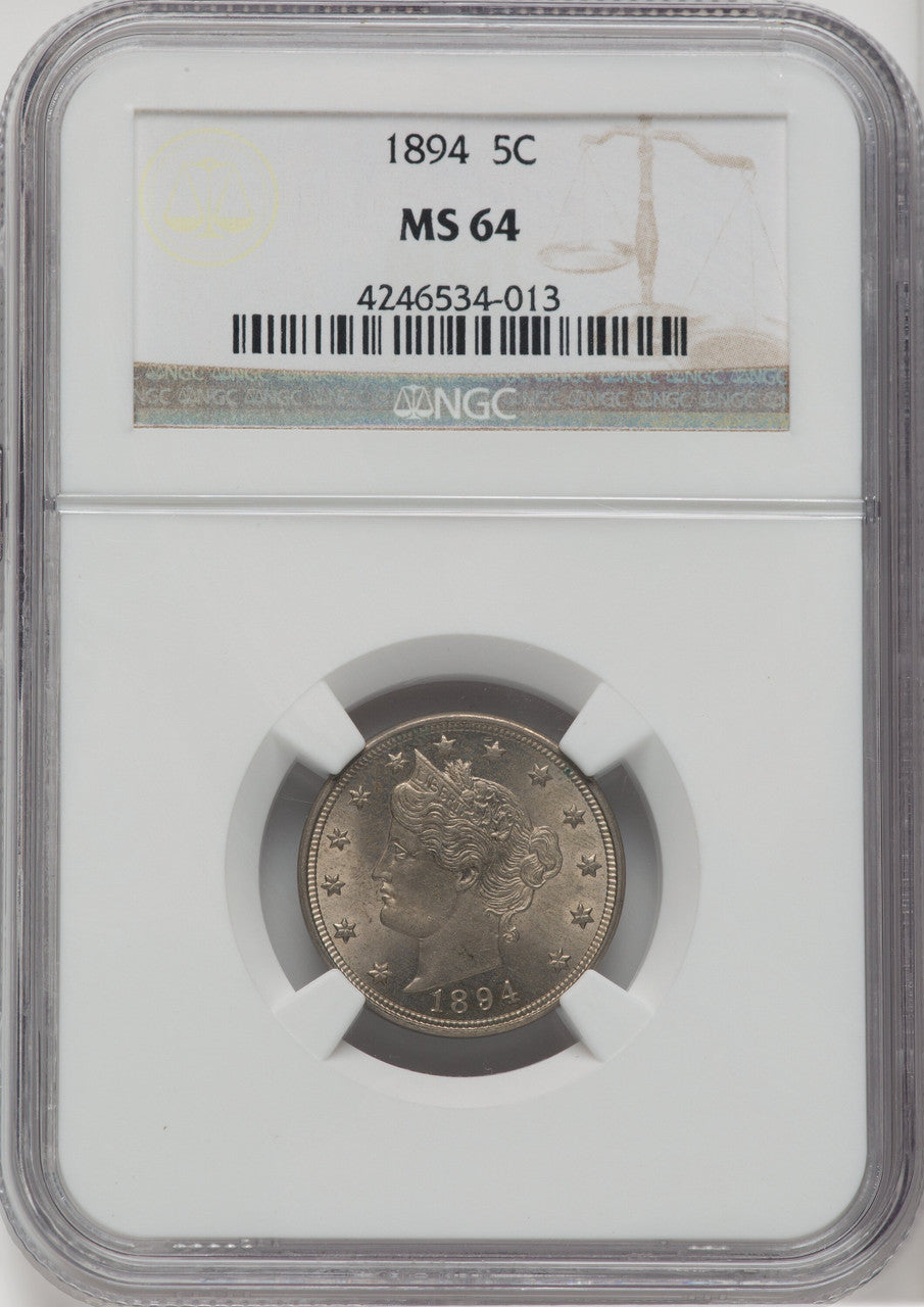 1894 5C Liberty Nickel NGC MS64