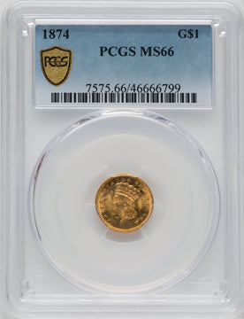 1874 G$1 Gold Dollar PCGS MS66