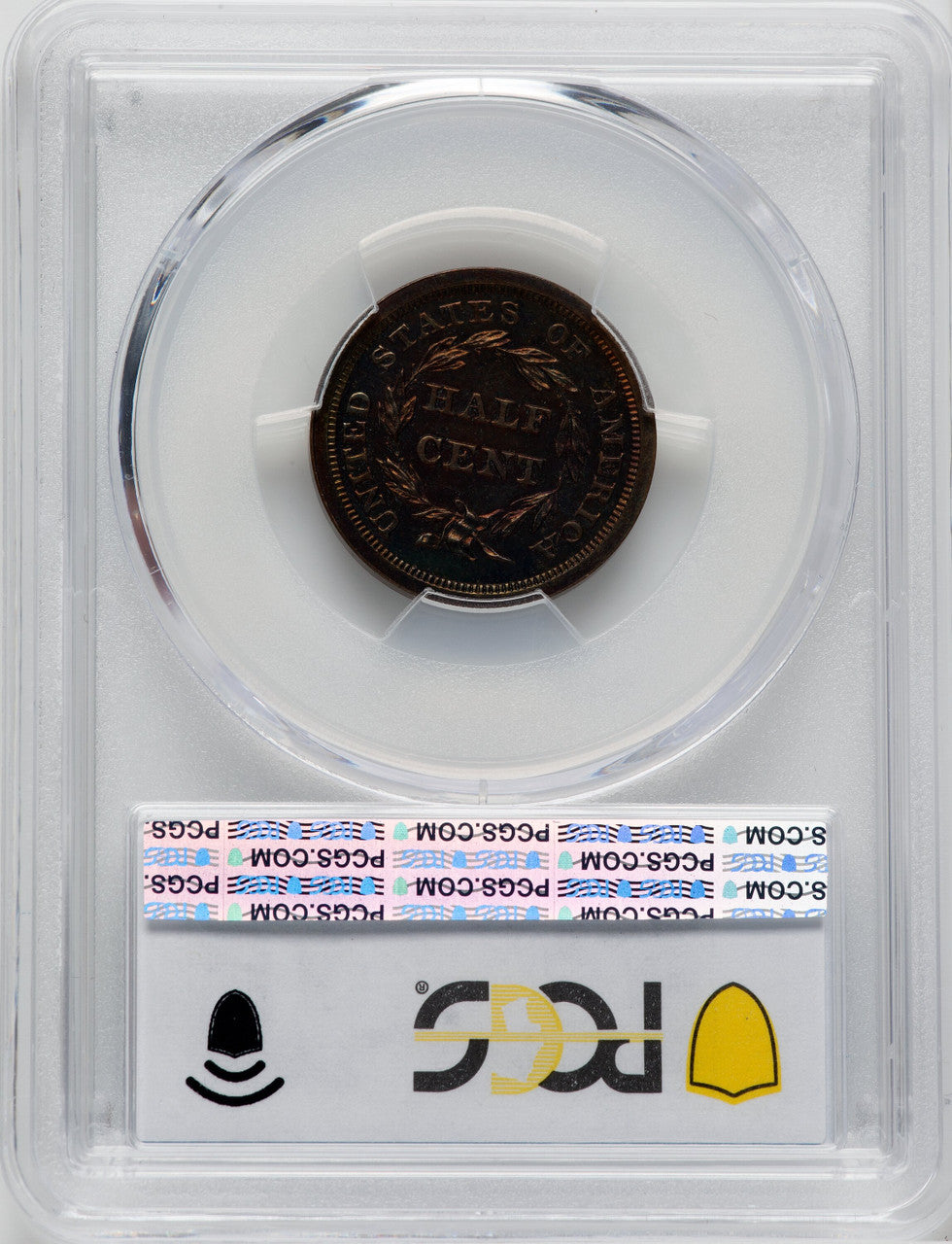 1857 1/2 C BN Proof Half Cent PCGS PR65
