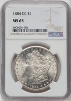 1884-CC $1 Morgan Dollar NGC MS65