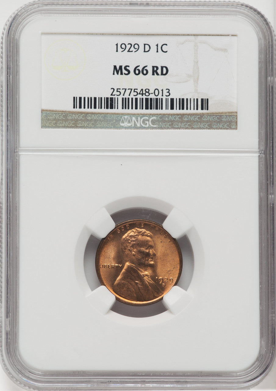 1929-D 1C RD Lincoln Cent NGC MS66