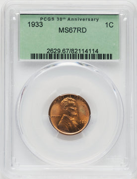 1933 1C RD Lincoln Cent PCGS MS67