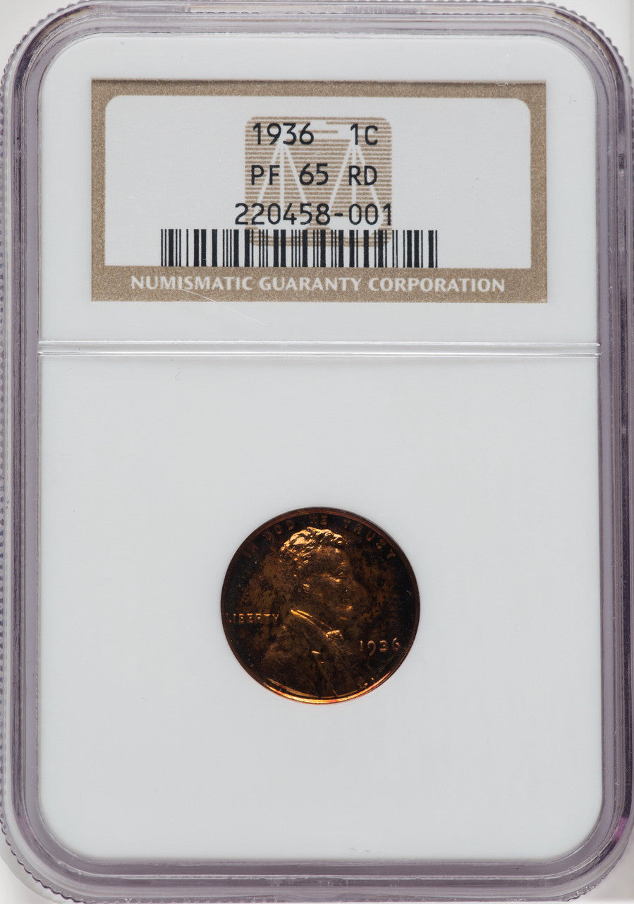 1936 1C TYPE 2 RD Proof Lincoln Cent NGC PR65