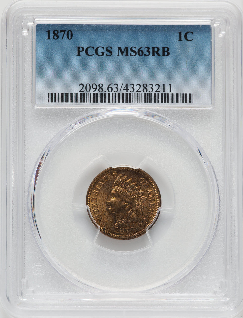 1870 1C RB Indian Cent PCGS MS63