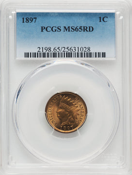 1897 1C RD Indian Cent PCGS MS65