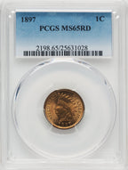 1897 1C RD Indian Cent PCGS MS65