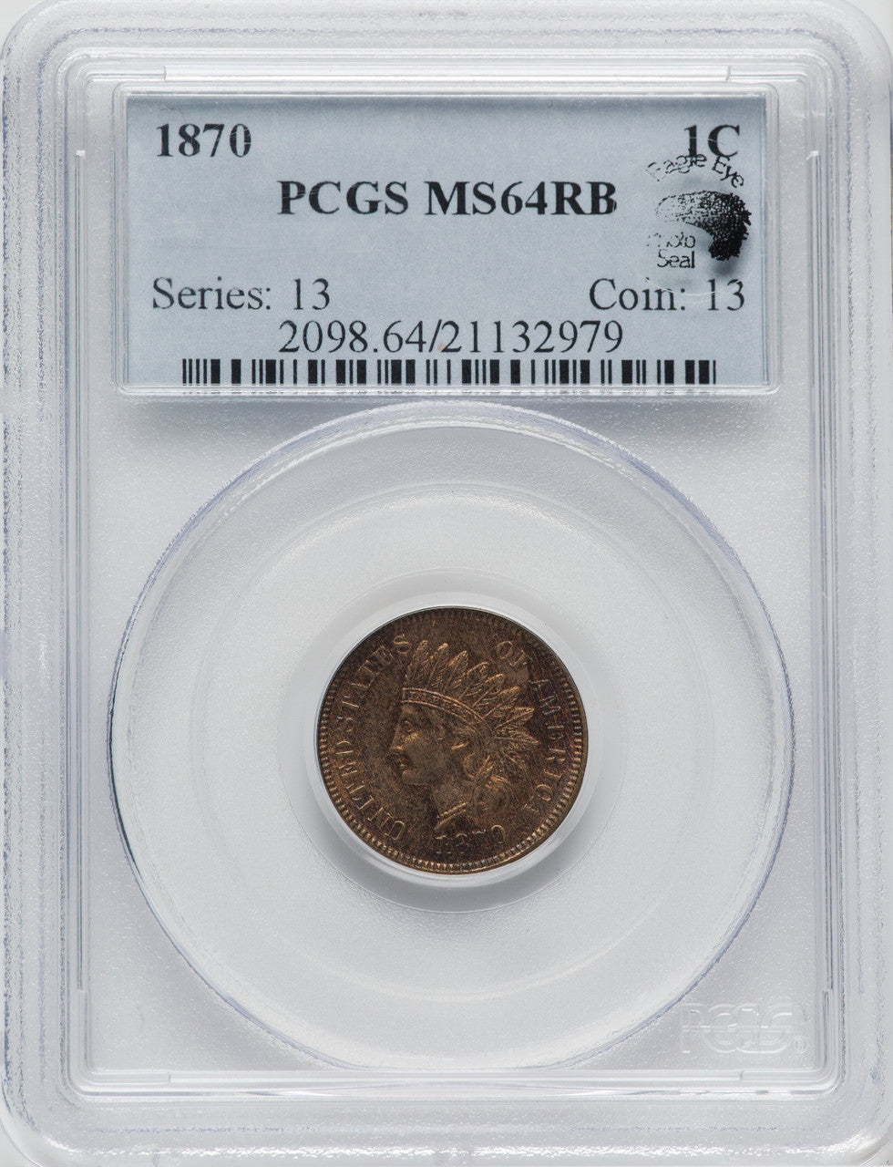 1870 1C RB Indian Cent PCGS MS64