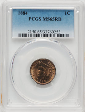 1884 1C RD Indian Cent PCGS MS65