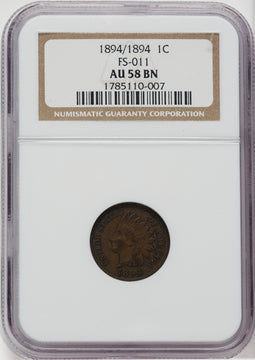 1894/1894 1C FS-301 BN Indian Cent NGC AU58