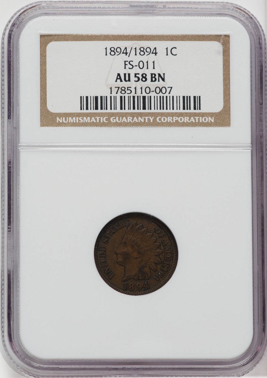 1894/1894 1C FS-301 BN Indian Cent NGC AU58