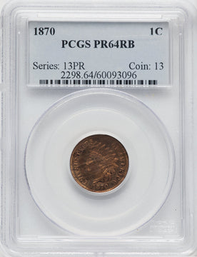 1870 1C RB Proof Indian Cent PCGS PR64