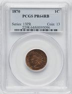 1870 1C RB Proof Indian Cent PCGS PR64