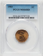 1903 1C RD Indian Cent PCGS MS66