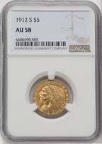 1912-S $5 Indian Half Eagle NGC AU58