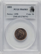 1893 1C RD Proof Indian Cent PCGS PR65