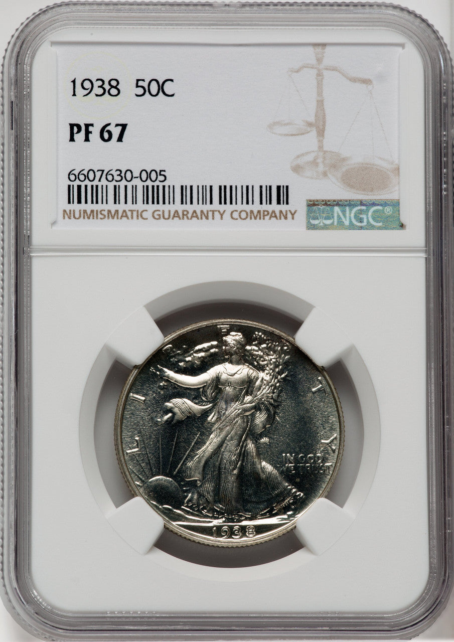 1938 50C Proof Walking Liberty Half Dollar NGC PR67