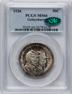 1936 50C Gettysburg CAC Commemorative Silver PCGS MS66