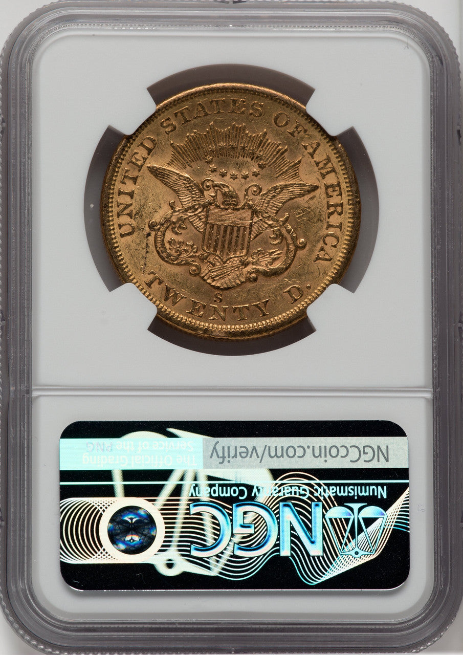 1863-S $20 Liberty Double Eagle NGC MS61