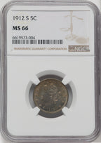 1912-S 5C Liberty Nickel NGC MS66