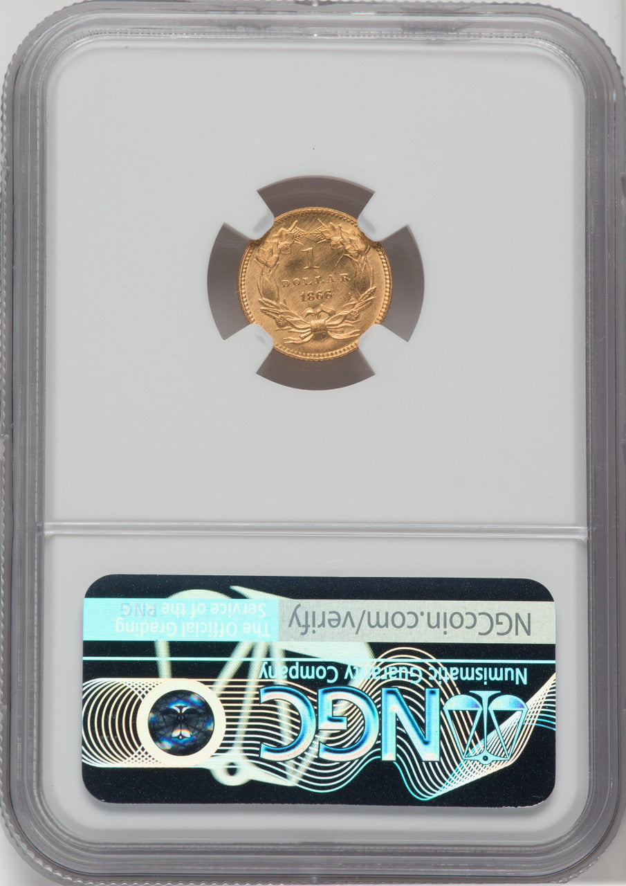 1866 G$1 Gold Dollar NGC MS66