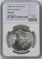 1882-O/S $1 VAM-3 O/S Flush NGC Plus Morgan Dollar NGC MS64+