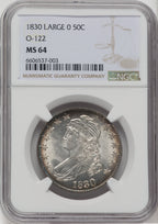 1830 50C Large 0 O-122 Bust Half Dollar NGC MS64