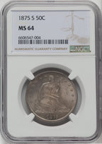 1875-S 50C Seated Half Dollar NGC MS64