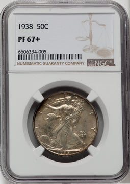 1938 50C NGC Plus Proof Walking Liberty Half Dollar NGC PR67+