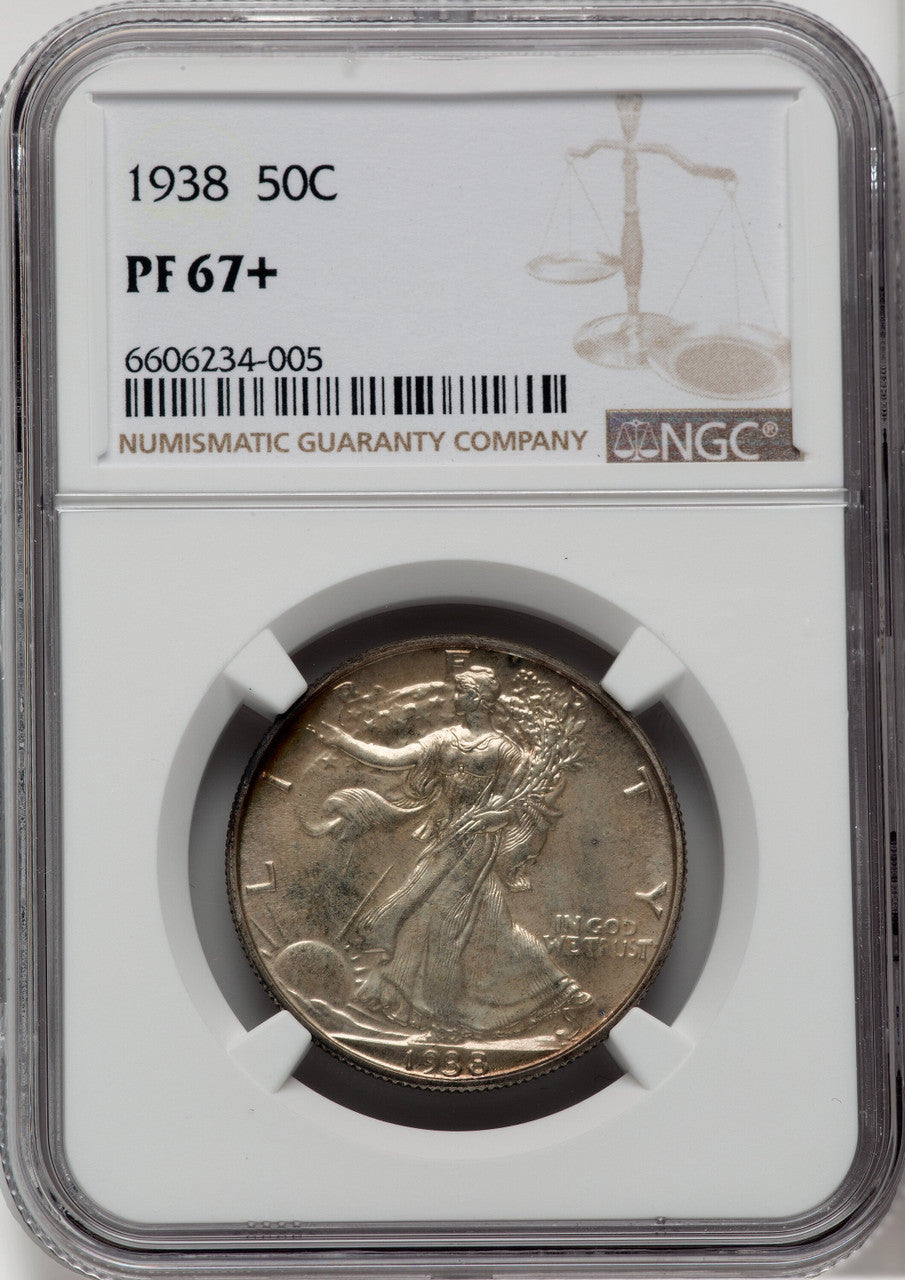 1938 50C NGC Plus Proof Walking Liberty Half Dollar NGC PR67+