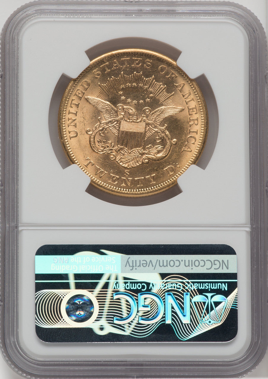 1858-S $20 Liberty Double Eagle NGC MS61
