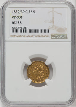 1839-C $2.50 HM-1 Classic Quarter Eagle NGC AU55