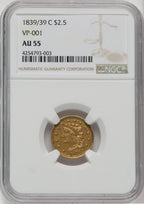1839-C $2.50 HM-1 Classic Quarter Eagle NGC AU55