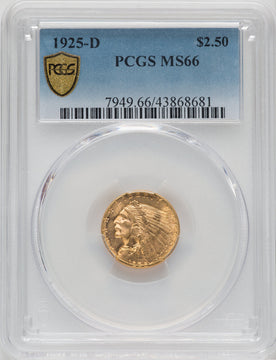 1925-D $2.50 Indian Quarter Eagle PCGS MS66