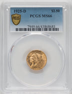 1925-D $2.50 Indian Quarter Eagle PCGS MS66