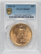1913-D $20 Saint-Gaudens Double Eagle PCGS MS65+