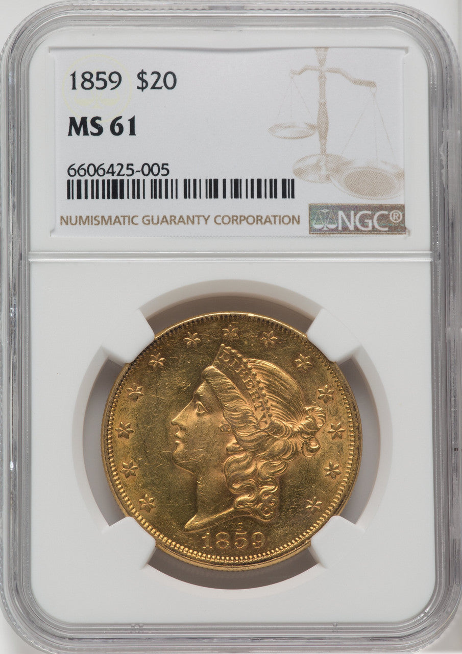 1859 $20 Liberty Double Eagle NGC MS61