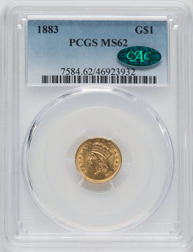 1883 G$1 CAC Gold Dollar PCGS MS62